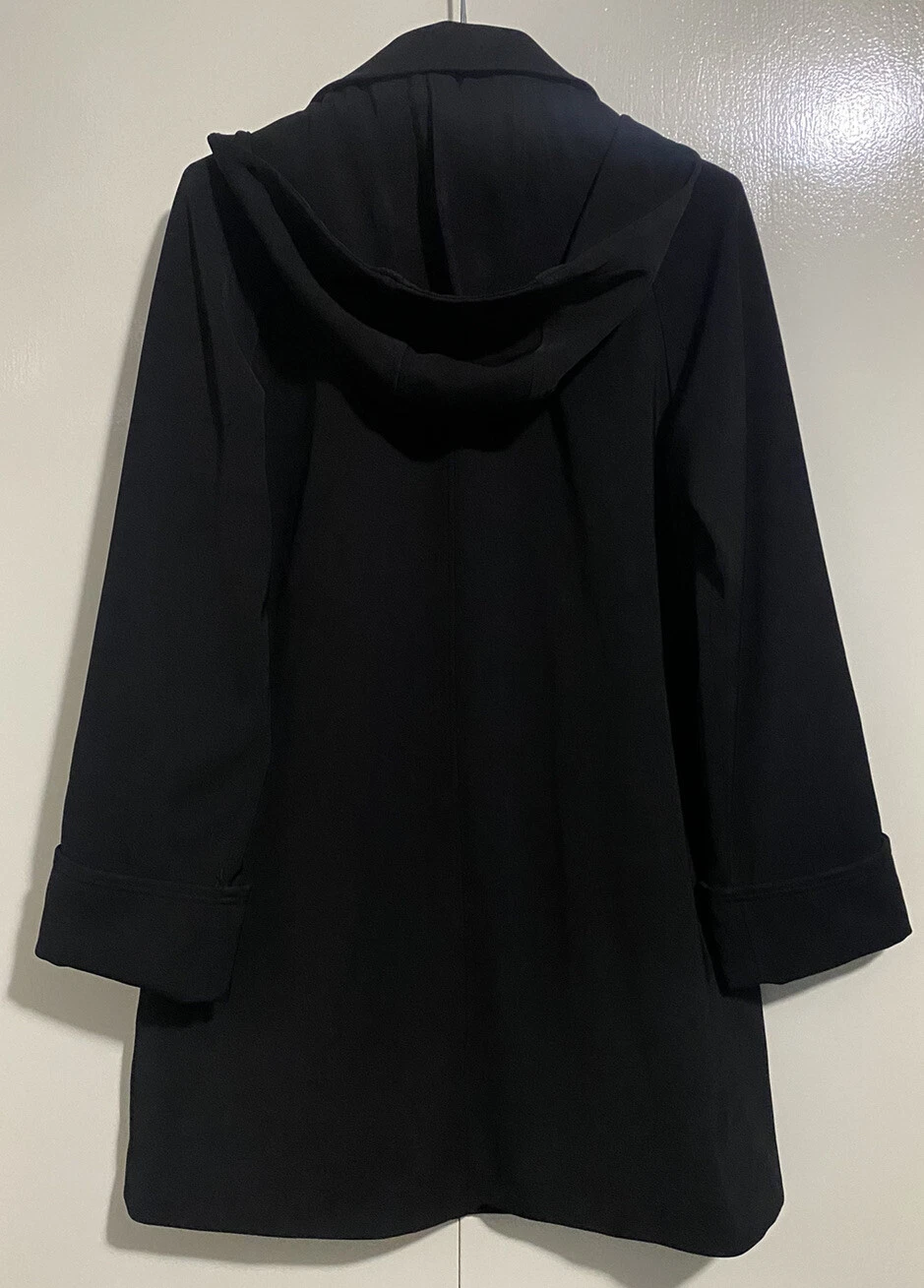 Cappotto Michael Kors con cappuccio nero tasche pavone argento chiusura a gancio donna piccolo