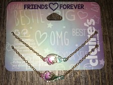 Claire  s Best Friend Bff Rainbow Heart Rhinestone Bracelet Jewelry