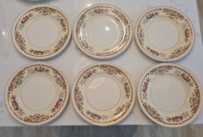 6 x Vintage Johnson Brothers Old English Harrow 9'' Salat Mittagessen Teller