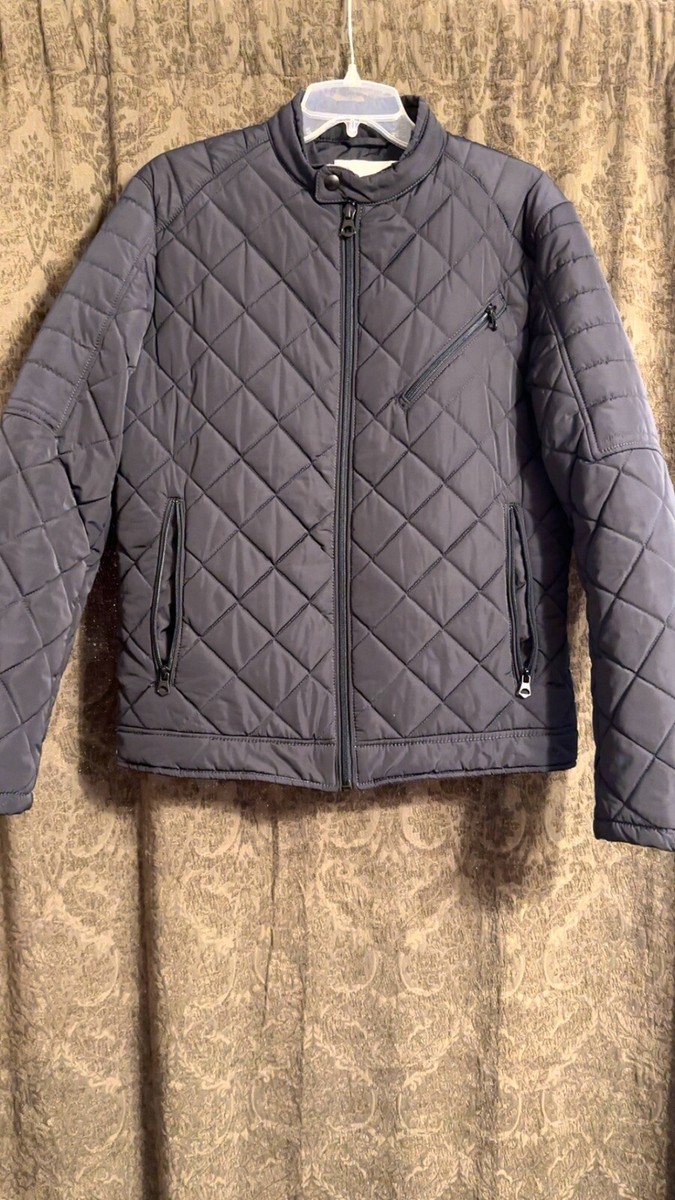 Zara Man Black Diamond Quilted Collarless Jacket Medium 40 Men