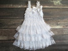 NEW Girls Size 2T/3T White Lace Flower Girl Dress, Rustic Country Wedding Dress
