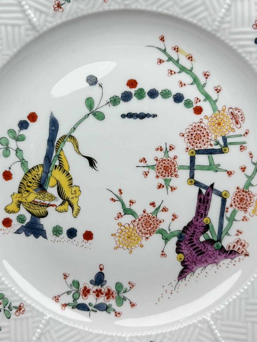 Antique 1910 Meissen Porcelain Royal Court Yellow Tiger Plate