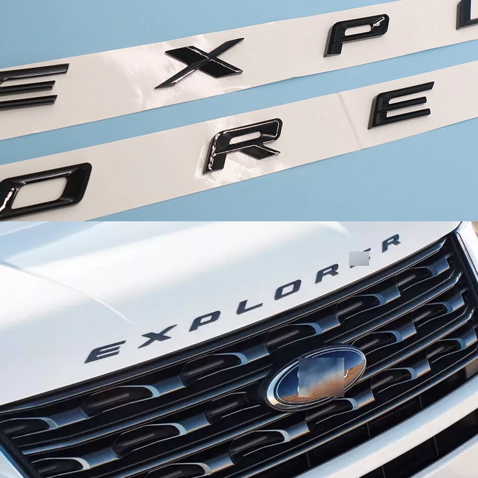 For 2011-2024 Explorer Sport Pkg Gloss Black Outline Hood Emblem Letters Decal - Изображение 2 из 4