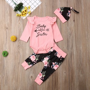 Infant Baby Boy Girl Romper Bodysuit Jumpsuit Pants Hat Clothes Outfits Set 3PCS