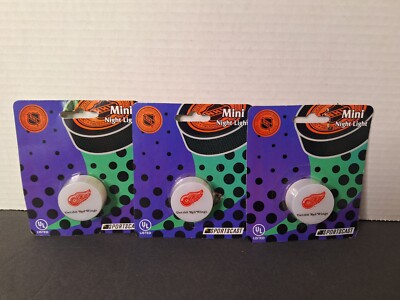Lot of 3 NHL Detroit Red Wings Mini Night Lights By Sportscast Hockey Fans