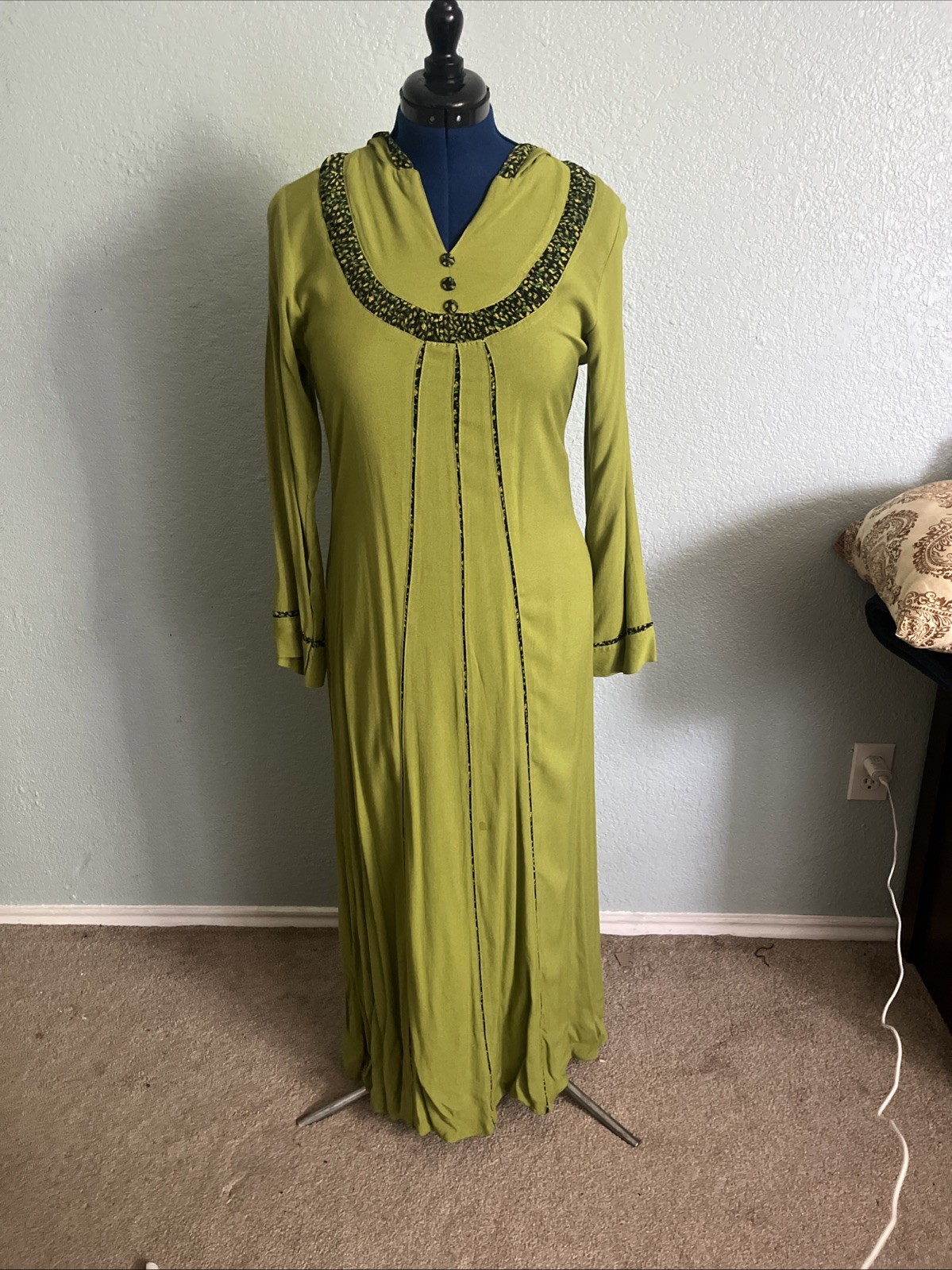 Long Green Moroccan Djellaba Kaftan