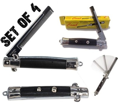 4 POCKET SWITCHBLADE COMB Fake Folding Knife Toy Gag SWITCH BLADE COMB Keychain