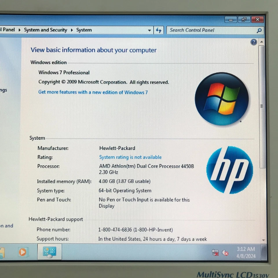PC Retro Gaming HP Compaq AMD Athlon 2.30GHz 4GB RAM (Windows 7 Pro 64-Bit) Foto 4 de 4
