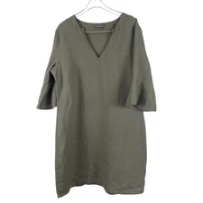 Michael Stars Linen Shift Tunic Dress Minimalist Lagenlook Coastal Green Sz M