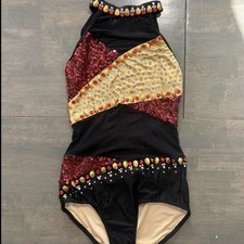 Women  s Black Sequin Embellished Dance Leotard Unitard Costume