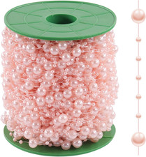 200Feet Pearls String Beads Decoration, 1 Roll Faux Pearl Garland Roll Strand fo