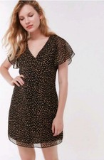Urban Outfitters Rosalee Flutter Sleeve Mini Dress in Black and Tan Size M