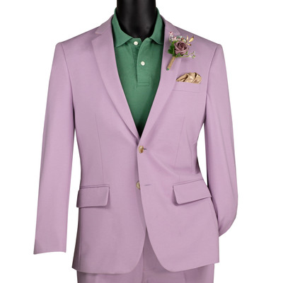 VINCI Men's Lavender Super Stretch Slim-Fit Suit w/ Flex Waistband - NEW