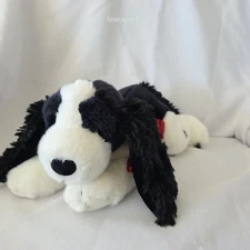 Springer Spaniel Huntly Russ Berrie Red Velvet Scarf Plush Dog Black White 16 In