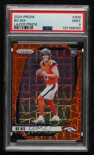 2024 Panini Prizm Rookies Lazer Prizm Bo Nix #309 PSA 9 MINT Rookie RC