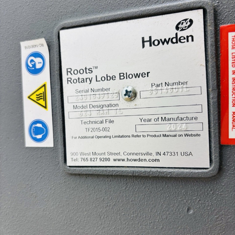 Howden Roots 624 RAM TL Rotary Lobe Blower, Part # 851480TL, Year 2024 ...
