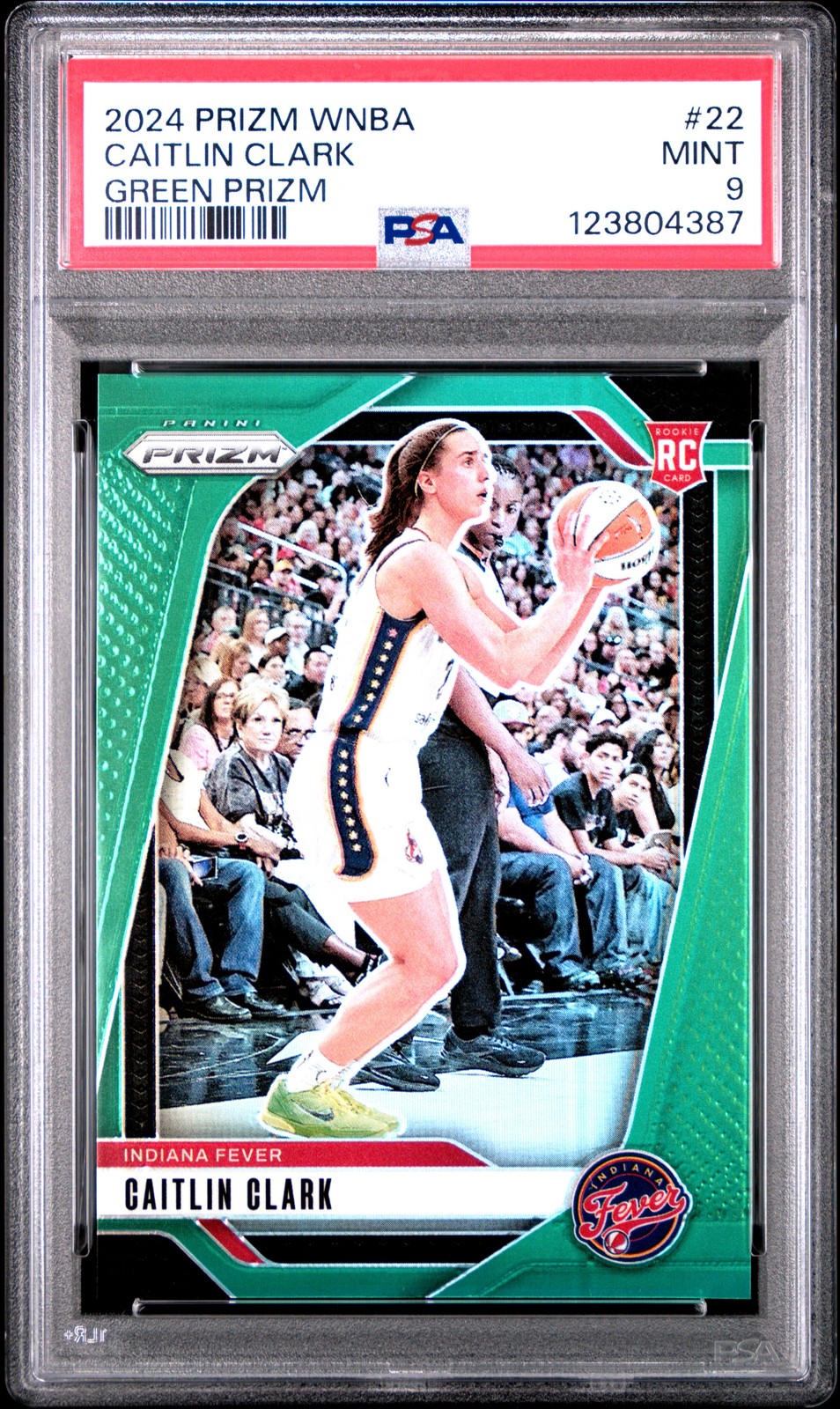 2024 PANINI PRIZM WNBA GREEN PRIZM #22 CAITLIN CLARK PSA 9