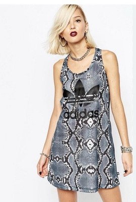 adidas Originals Snake Print Racerback Mesh dress Women s S Gray/Black