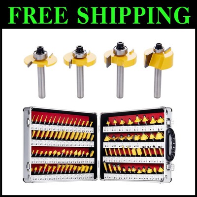 Versatile 100-Piece Router Bit Kit with Durable Aluminum Case for Wood Crafts