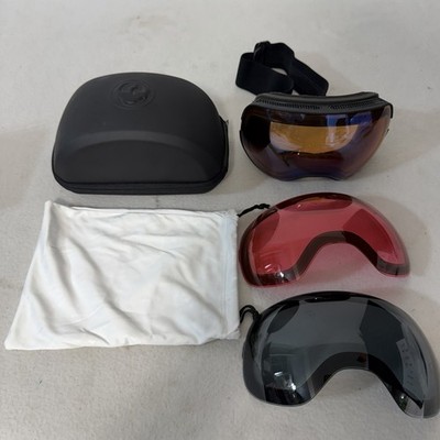 Dragon Ski Goggles Red Gray And Amber Lens With Case And Bag