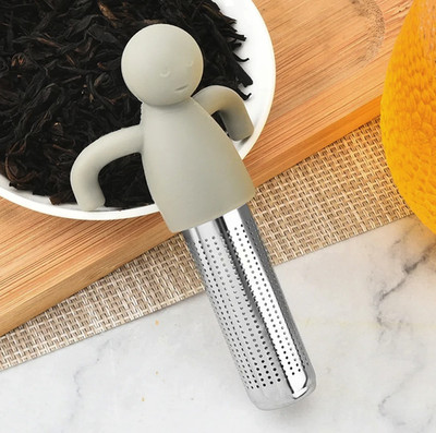 1pc Stainless Steel Tea Infuser Silicone Handle Loose Leaf Strainer - NEW