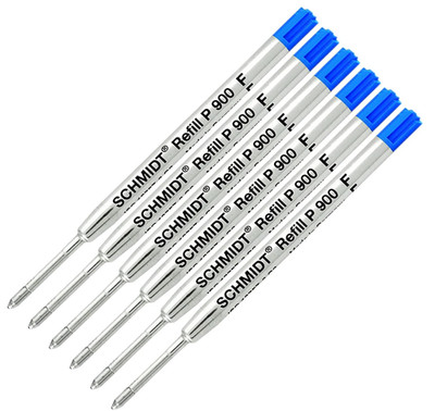 Schmidt P900 Blue Ink Refills (Pack of 6) Fine Point Ballpoint