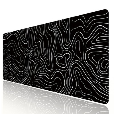 Large Gaming TOPO Keyboard Mouse Pad Black Topographic Mouse Pad with Anti-Sl...