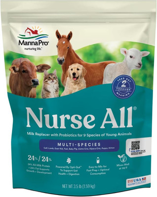 Manna Pro Nurse All Multi-Species Milk Replacer, Great for Calves, Lambs, Goat K