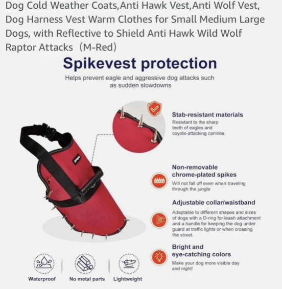 Petbetf Anti Hawk/Wolf Vest Spiked Protection Harness With Spikes XXS-S-M - Image 2 of 3