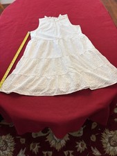LOFT Ann Taylor White Eyelet Sleeveless Ruffle Dress Size M