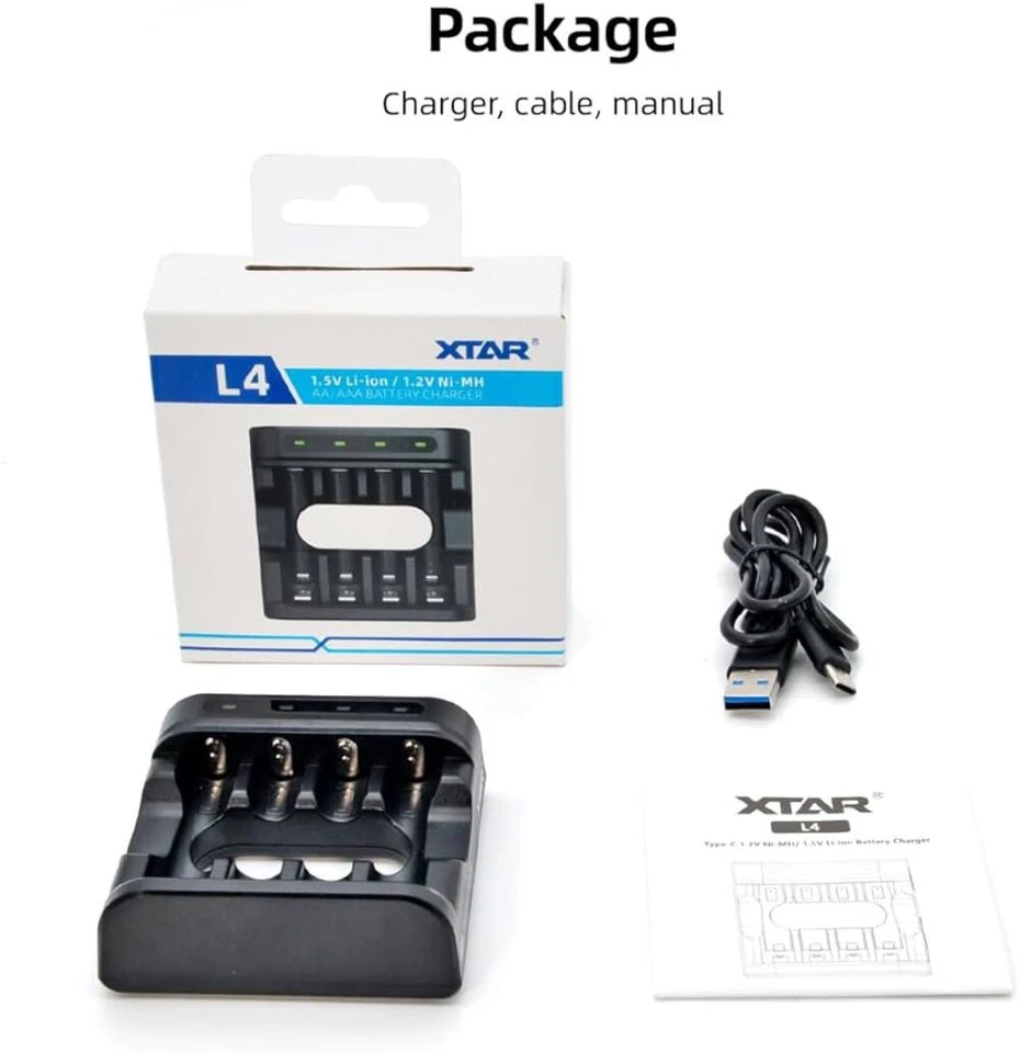 XTAR L4 Battery Charger for AA/AAA Lithium & NiMh batteries Smart Charging - Image 2 of 4
