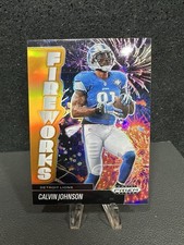 2025 Panini Prizm Black CALVIN JOHNSON Fireworks 37/49 Detroit Lions