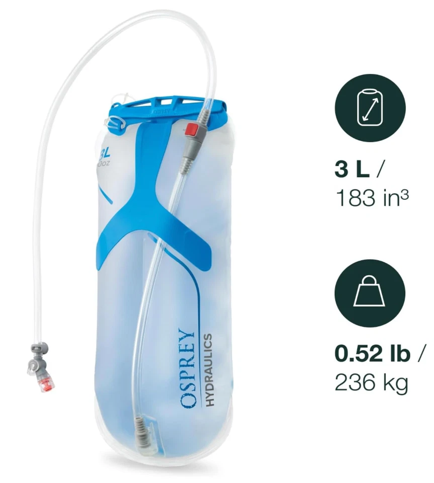 Osprey Mochila Hidráulica Depósito de Agua con Válvula de Mordida 3L, Transparente Foto 2 de 4