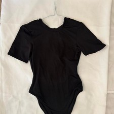 New  Good American Black Short Sleeve Body Suit Size S