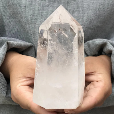 Natürlicher weißer Quarz Turm Kristall Obelisk Säule Mineral Reiki Heilstein