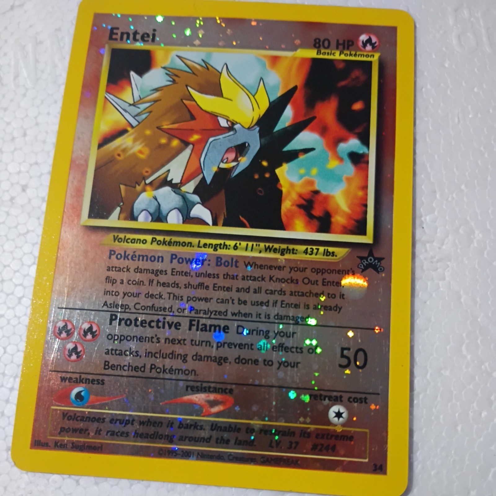 Pokemon Holo Card Entei Black Star Promo 2001