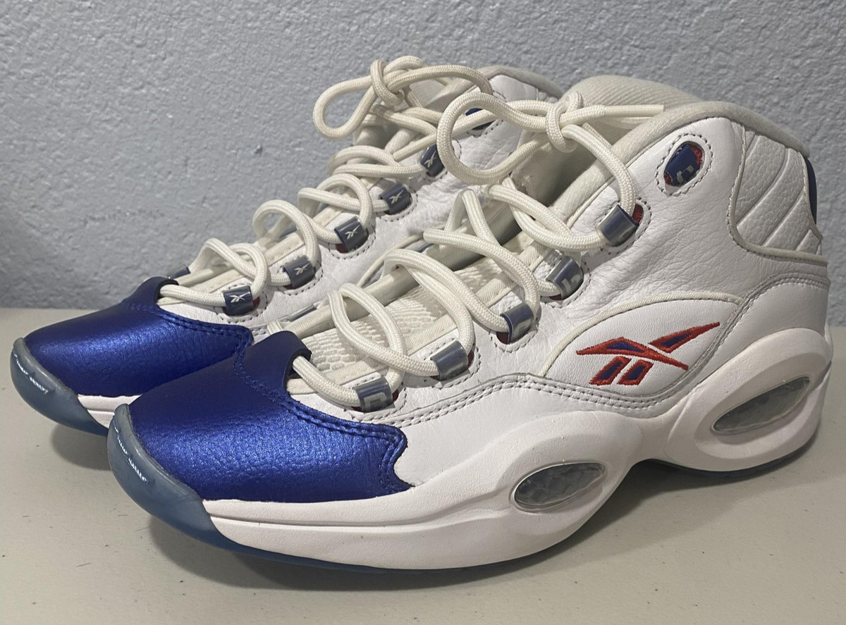 Mens Size 9.5 White Blue Basketball Gx0227 Sneakers Question Mid Ai