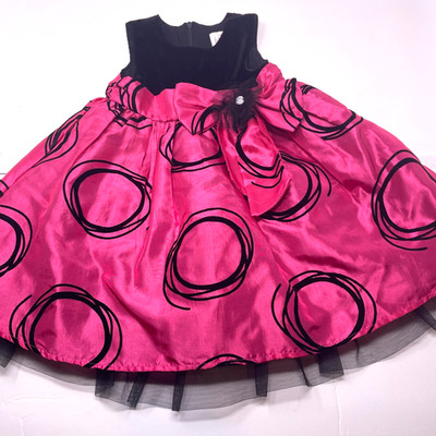 Lilybird Girls 2T Pink Black Velvet Party Dress Tulle Skirt Formal Occasion