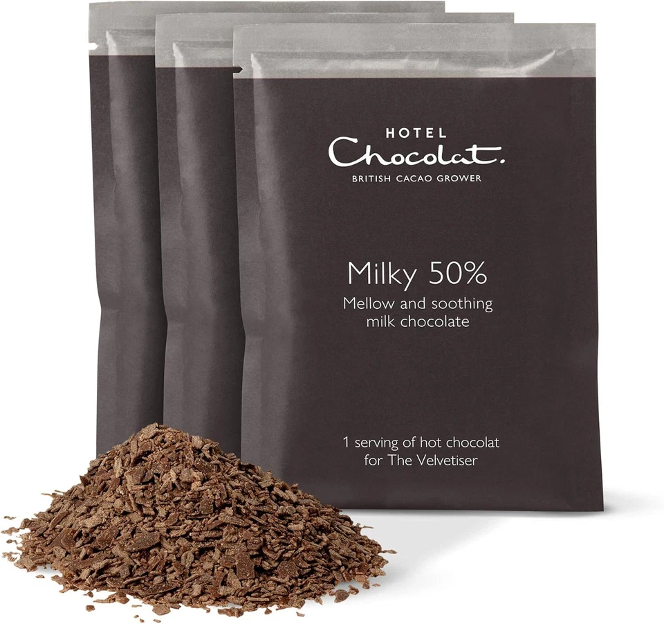 Hotel Chocolat Milky 50% Hot Chocolate Sachets - Luxury Chocolate Flakes - Pa...
