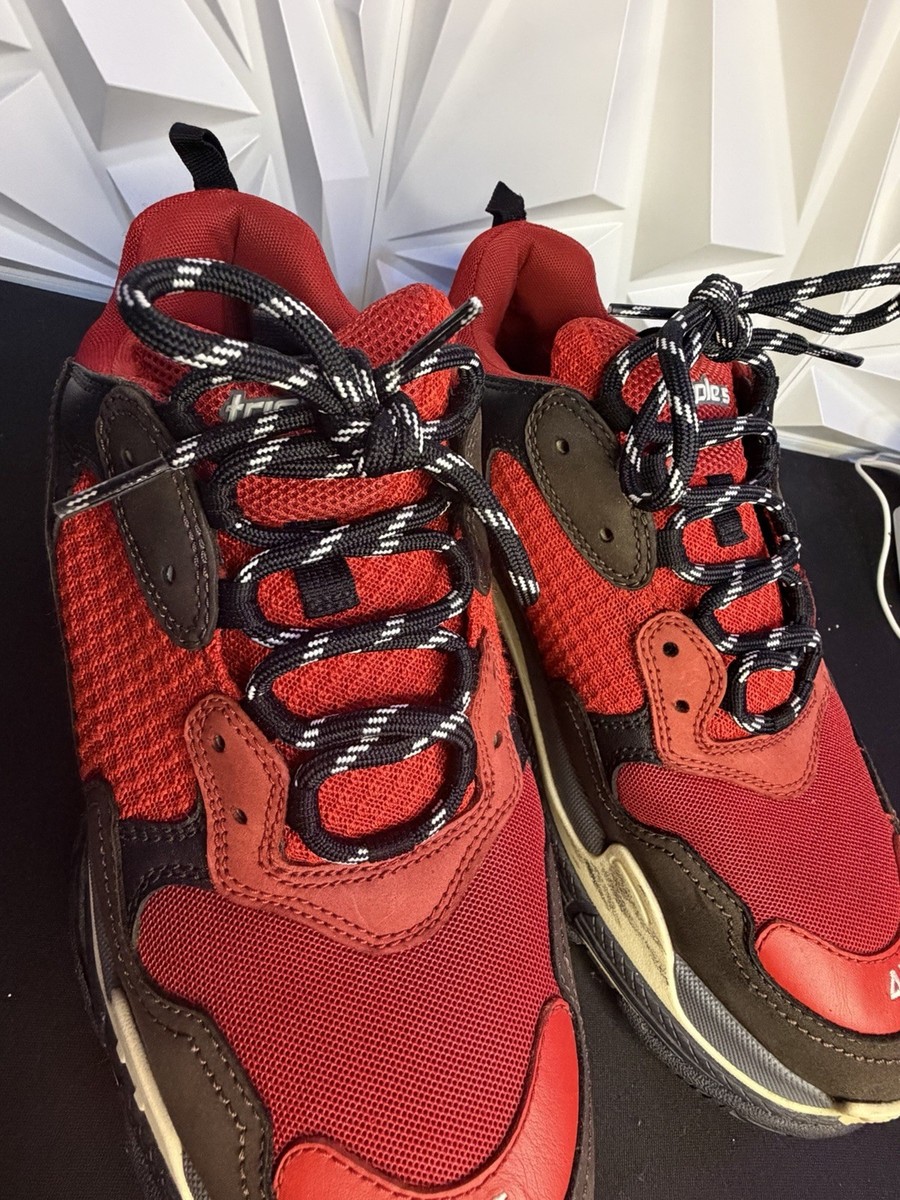Balenciaga Triple S Red Brown Black Beige Men's Low Top Sneakers