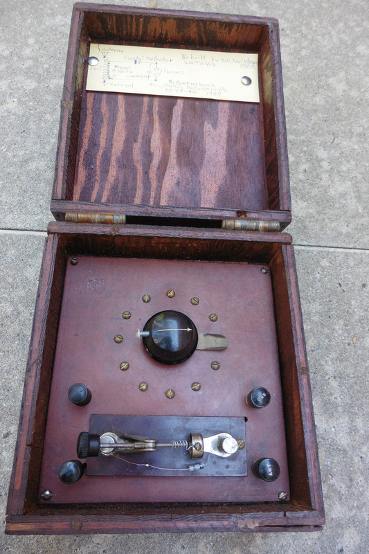 1927 Home Made Crystal Radio Rebuilt & Diode Upgraded 1982 w Wood Case Works @@