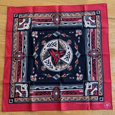 Vintage Bandana Southwestern Aztec Design Handkerchief Made In USA