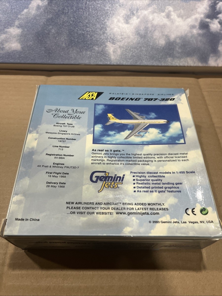 Modellino Aereo GeminiJets 1:400 Boeing 707-320B Malaysia Singapore 9V-BBA