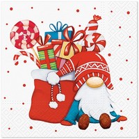 20 Servietten Holiday Sweetkeeper Gnom Wichtel Weihnachtsstrumpf SüßEs 33X33Cm