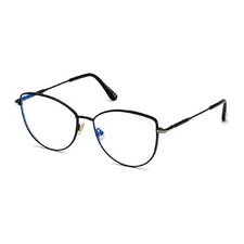Tom Ford FT 5667-b 001 Shiny Black/blue Block Cat Eye 