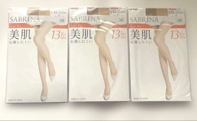 GUNZE SABRINA Stockings L LL 13hPa Skin Tone Natural Beige 3 Pack For Women