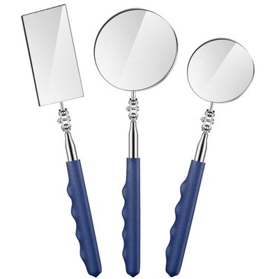 Telescoping Mechanic Inspection Mirrors 3 Pieces Stainless Steel Extendable Kit