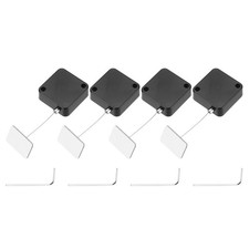 3.3 ft Retractable Cable Security Lock with Square Patch 600g, Black, 4 Pack