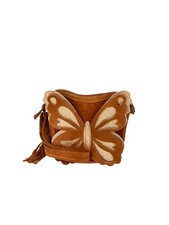 Wonder Nation Girls Butterfly Crossbody Bag, Brown Glittery, Adjustable Strap