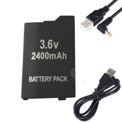 2400mAh 3.6V Li-Ion Rechargeable Battery Pack +Charger Cable for PSP 2000/3000